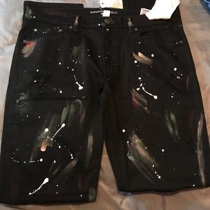B.Republic Paint-Splatted Skinny Jeans 36x36